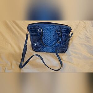 Blue Mock Croc Crossbody Tote